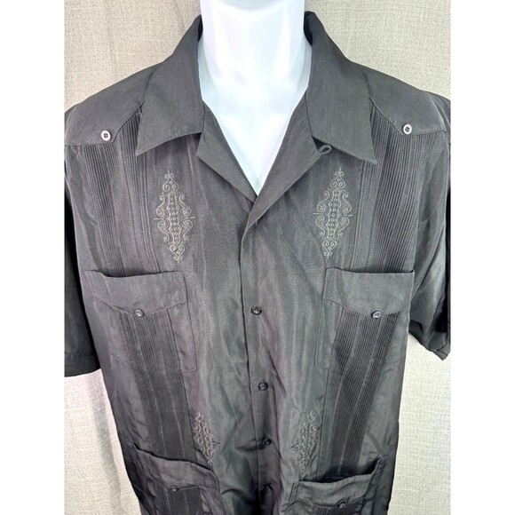 El Norteño Western Wear Men's Short Sleeve Button Down Shirt Size XXL Black NWT - Picture 3 of 8